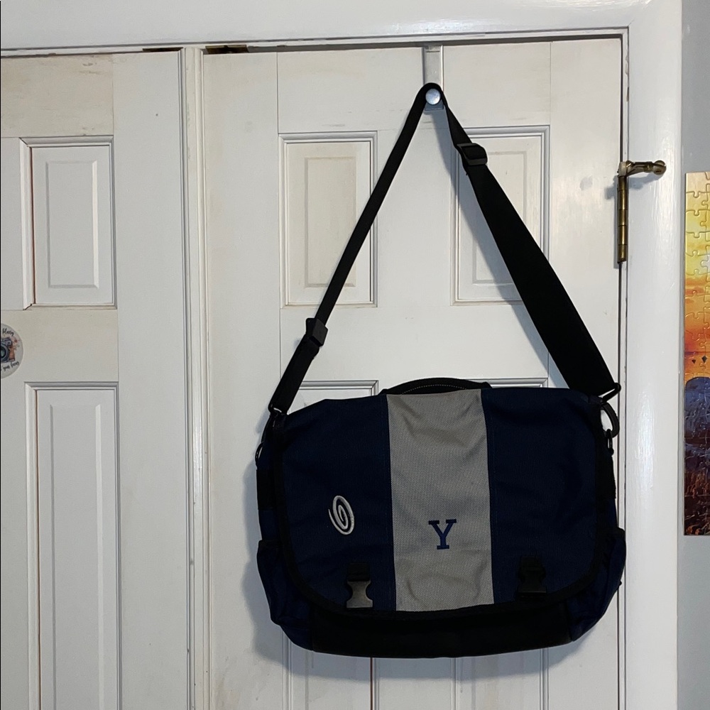 Timbuk2 Navy and Gray Messenger Bag with Yale 'Y'
